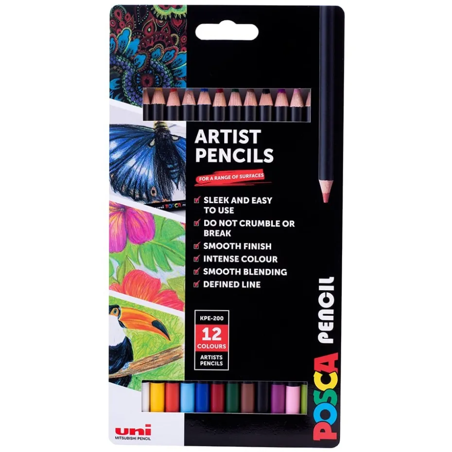 Uni Posca Fargeblyant Standardsett 12stk