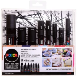 Uni POSCA 8 Nib Size – All Black – Sett 8stk
