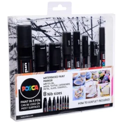 Uni POSCA 8 Nib Size – All Black – Sett 8stk
