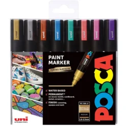 Uni POSCA PC-5M – Medium 1,8-2,5mm – Sett Metallic 8stk