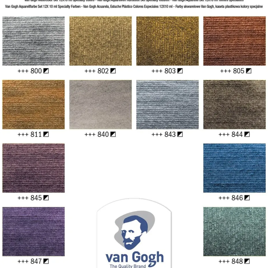 Van Gogh akvarell – Metallic/interference sett – 12 tuber