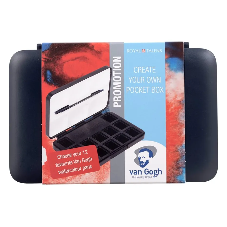 Van Gogh Akvarellskrin Pocketbox tomt – Sort inkl. pensel