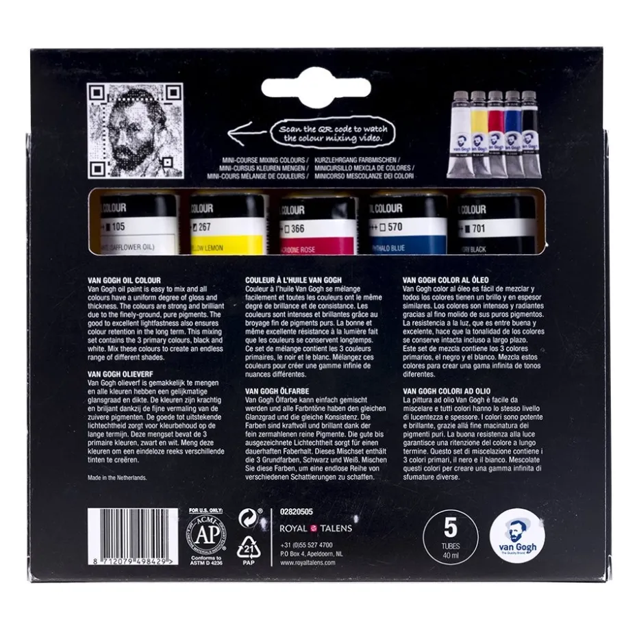 Van Gogh Oljemaling Sett – 5x40ml Primary