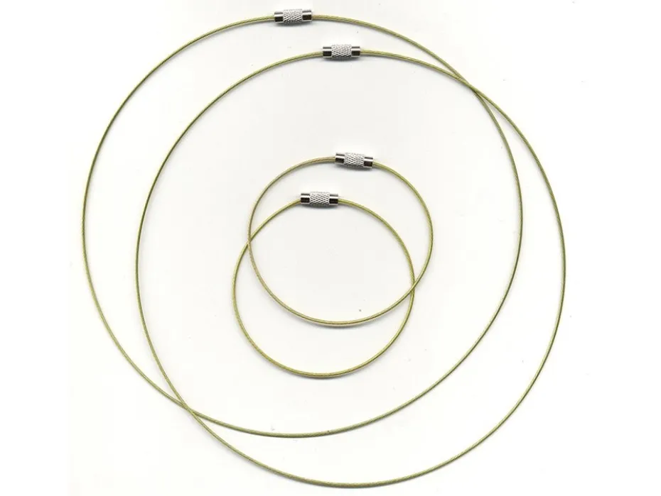 Wire halsring og armbånd m/skrulås, limegrønn 2sett