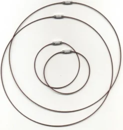 Wire halsring og armbånd m/skrulås, mørk brun 2sett