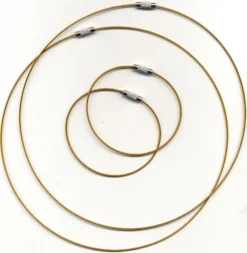 Wire halsring og armbånd m/skrulås, gyllenbrun 2sett